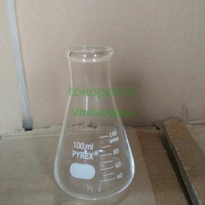Erlenmeyer Glass 100 ml Pyrex Botol Kaca Laboratorium Kapasitas - Shop ...