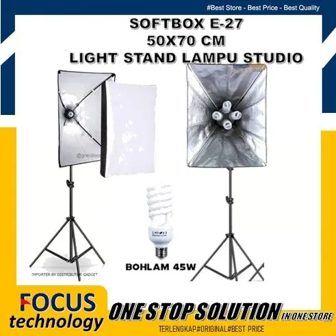 Soft Box E-27 50X70 cm Light Stand Lampu Studio Lightning Soket Payung