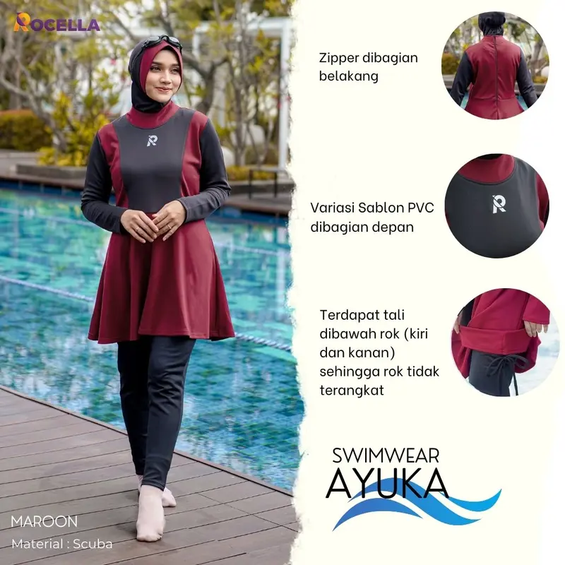 AYUKA SWIMWEAR / ROCELLA / BAJU SET RENANG MUSLIM 3