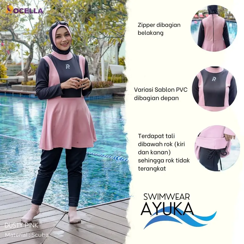 AYUKA SWIMWEAR / ROCELLA / BAJU SET RENANG MUSLIM 1