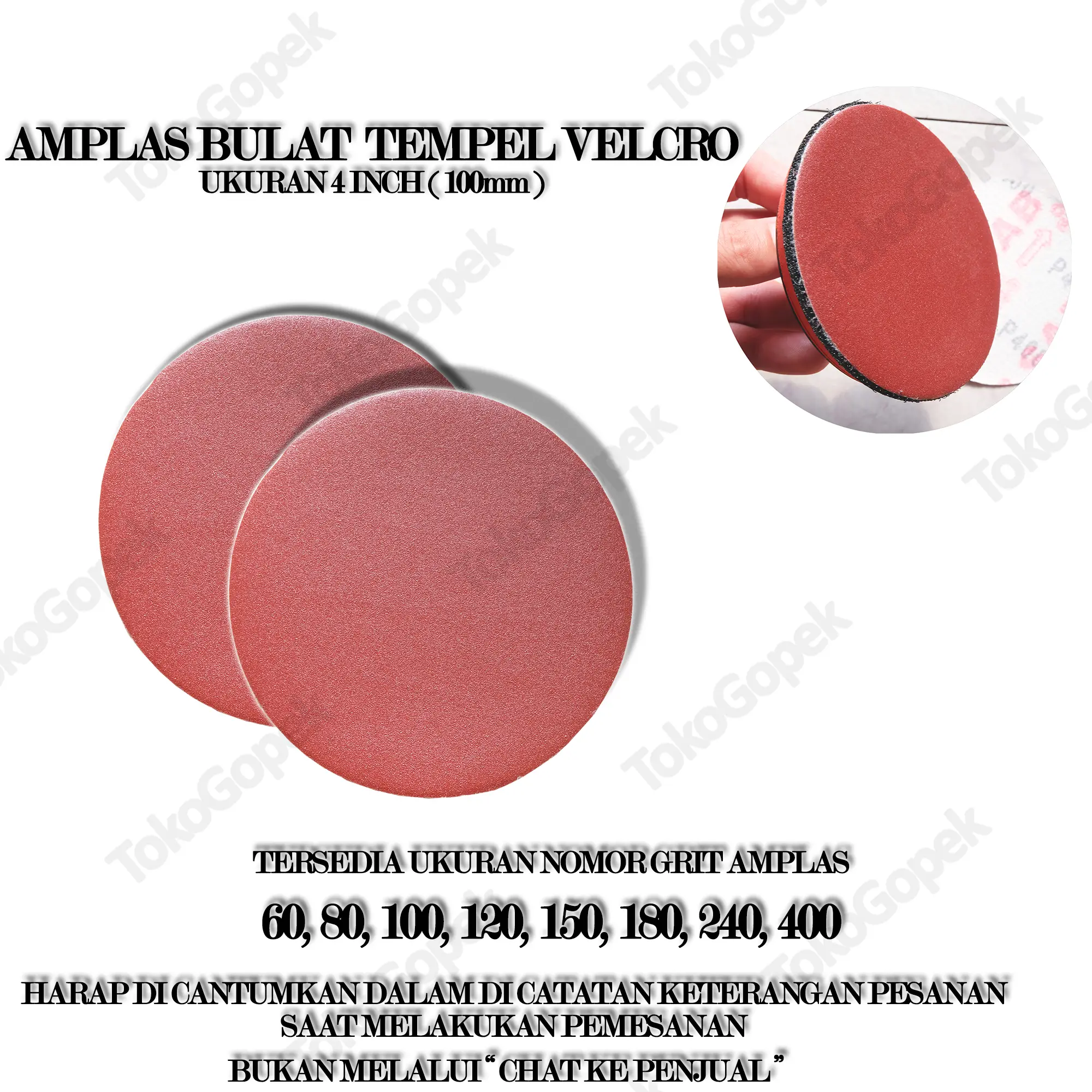 AMPLAS TEMPEL BULAT 4" INCH GRIT #60 - #400