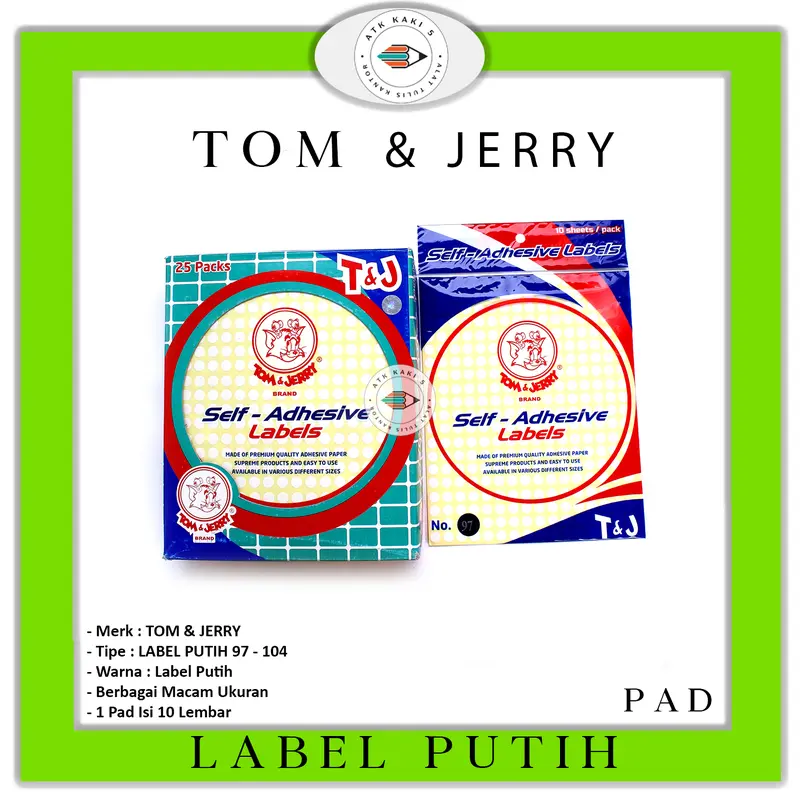 Tom n Jerry Label Putih 97-99-100-101-103-104 [ 1 PAD ] 0
