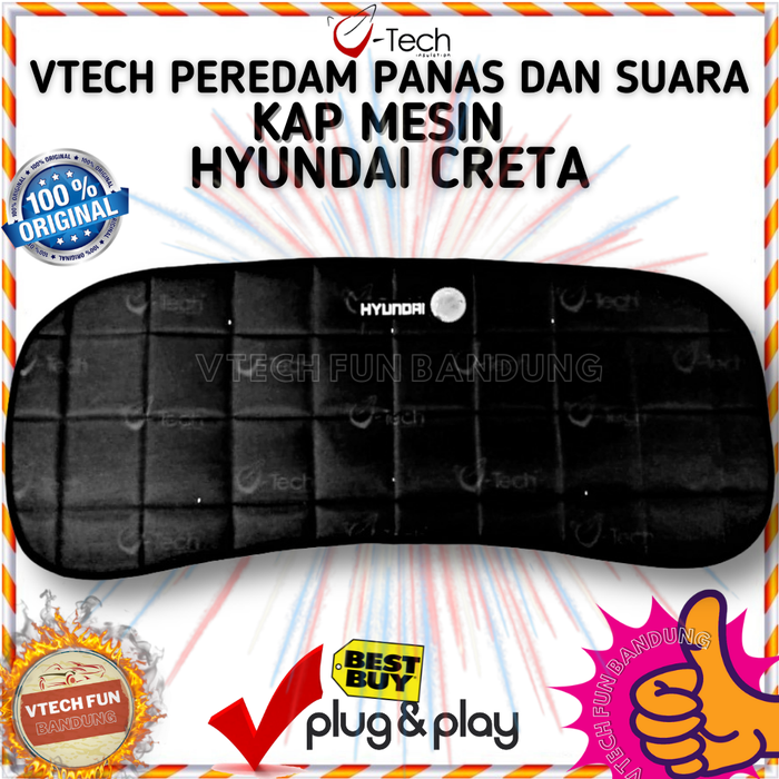 Gambar Peredam Panas dan Suara Kap Mesin Hyundai Creta 2024 Hitam dari Vtech Fun Bandung Kota Bandung Tokopedia