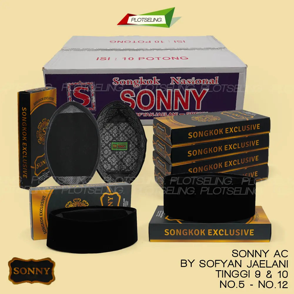 Songkok Jumbo SONNY AC Hitam Tinggi 9 10 11 12 13 Ukuran Nomor 4 -12