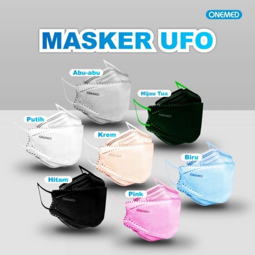 masker 3D 4 ply surgical earloop onemed masker medis isi 20pcs per box - Putih