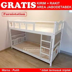 Ranjang Susun Kayu / Ranjang Tingkat Anak/ Tempat Tidur Tingkat Pendek