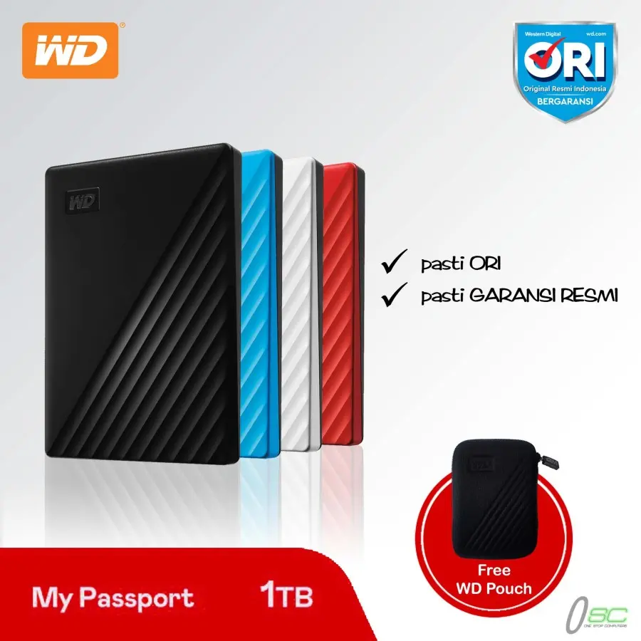 WD My Passport 1TB 2TB 4TB 5TB Harddisk Eksternal 2.5 USB 3.0 - Hitam
