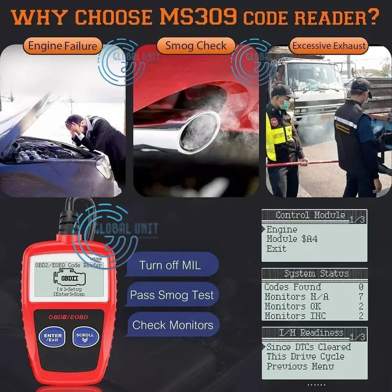 MS309 OBD 2 II OBDII Scanner Mobil Car Diagnostic Code Reader Tool 1