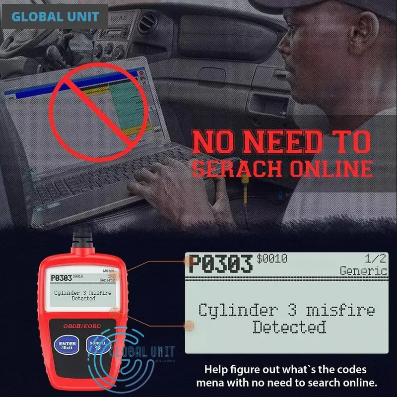 MS309 OBD 2 II OBDII Scanner Mobil Car Diagnostic Code Reader Tool 3