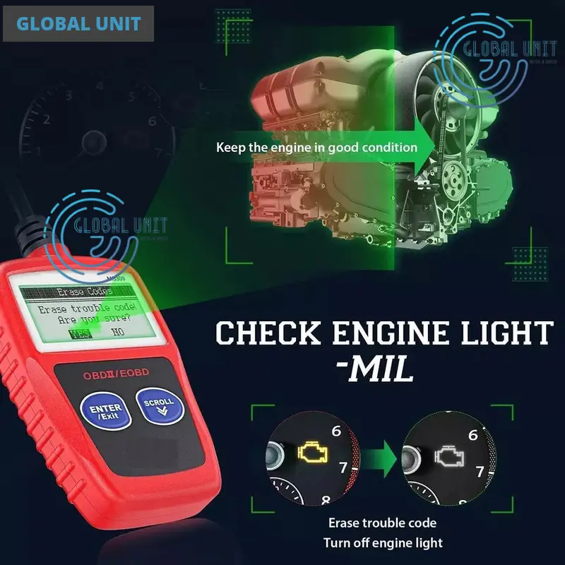 MS309 OBD 2 II OBDII Scanner Mobil Car Diagnostic Code Reader Tool 2