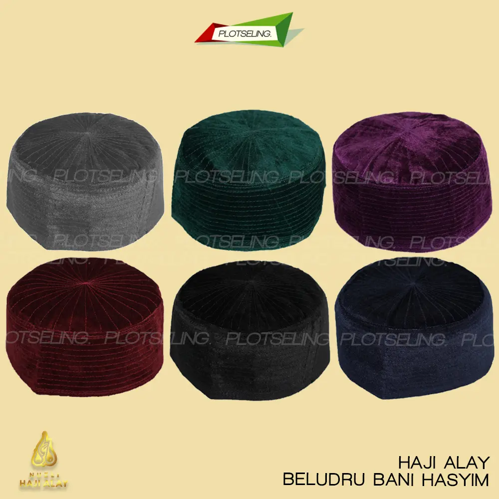 Peci Bani Hasyim Beludru Polos Biru Maroon Hijau Hitam Ungu Nomor 1-10