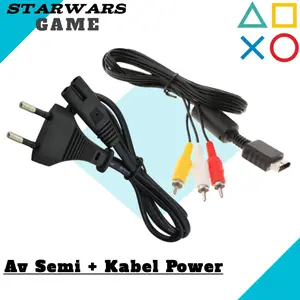 kabel av ps2 / kabel rca + kabel listrik ps1 ps2 ps3, paket 1 set