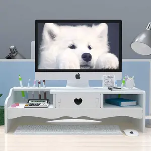 Meja Laptop Kayu Stand Monitor Rise Riser Desk Tatakan Pc Komputer Tv