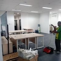 Gambar Meja kantor Euro uk.120 komplit laci dorong kaki besi warna maple dari Relasi Kantor Kab. Tangerang 3 Tokopedia