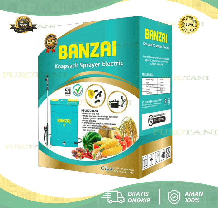 Gambar Tangki Semprot Knapscak Sprayer Electric Banzai battery 16L dari PUROTANI.ID Kab. Purworejo Tokopedia