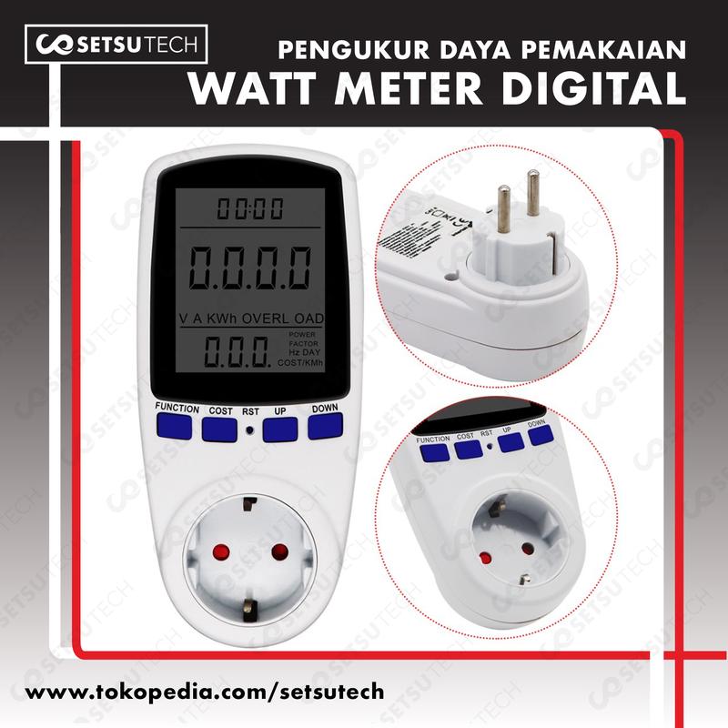 Pengukur Listrik Kwh Watt Meter Digital Volt Ampere Ukur Daya & Biaya 0