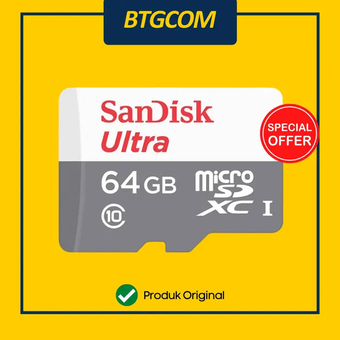MICROSD SANDISK ULTRA 64GB 100MBPS MICRO SD CARD GARANSI RESMI ORI