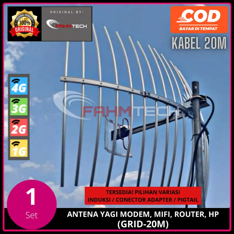 Antena Yagi Grid Penguat Stabilitas Sinyal HP Modem 4G+ H+ 3G 2G E 20M 0