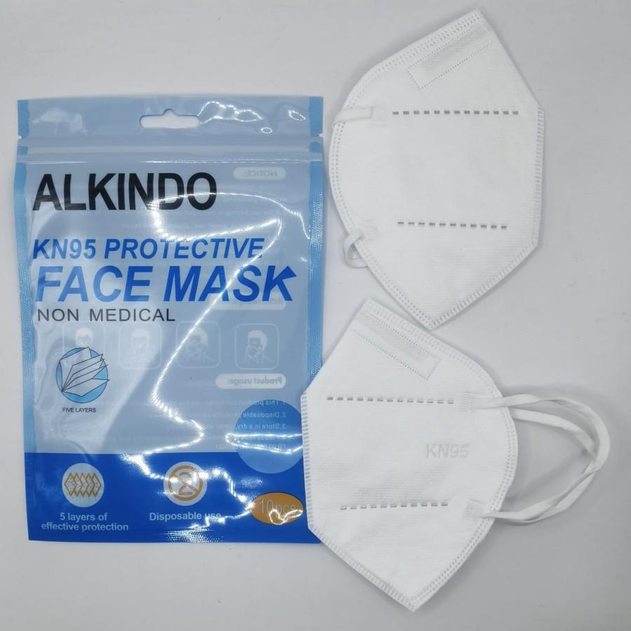 Masker Kn95 Warna White Putih Hitam Isi 10 Pcs Earloop - Putih