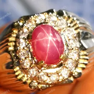 CINCIN BATU NATURAL RUBY STAR BURMA OVAL RING ELEGANT