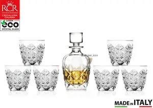 Glass Crystal RCR Decanter Whiskey Enigma Set 7 Pcs