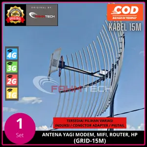 Antena Yagi Grid Penguat Stabilitas Sinyal HP Modem 4G+ H+ 3G 2G E 15M