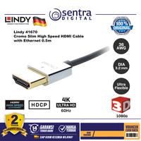 Gambar LINDY #41670 CROMO Slim High Speed HDMI Cable with Ethernet , 0.5m dari Sentra Digital Kota Surabaya 2 Tokopedia