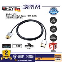Gambar LINDY #41670 CROMO Slim High Speed HDMI Cable with Ethernet , 0.5m dari Sentra Digital Kota Surabaya 1 Tokopedia