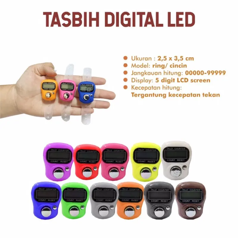 Tasbih Digital Finger Counter Mini LCD Alat Hitung Digital Zikir