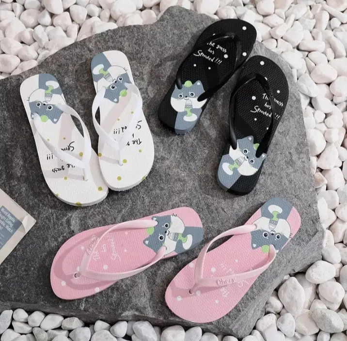 Sandal Jepit Wanita Motif Kucing Lucu Trandy