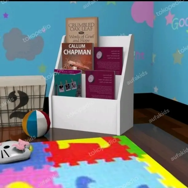 Rak buku anak 3 tingkat / Rak montessori / Rak majalah brosur /Rak TK 0
