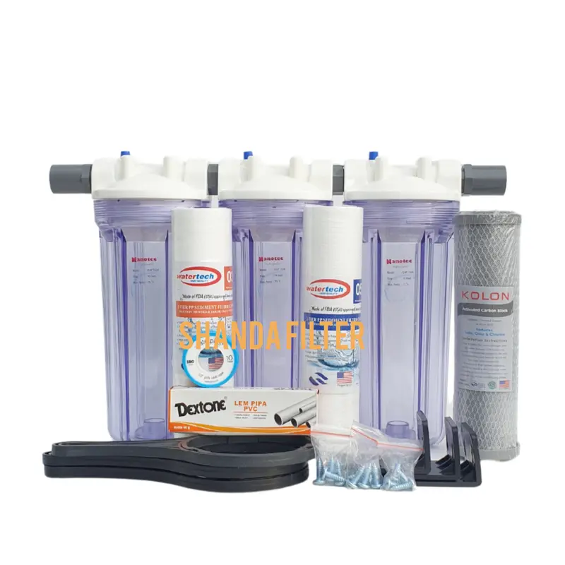 Paket NANO 3 Saringan / Filter Air Siap Pakai (Clear 10"- 3/4"- SSC 0