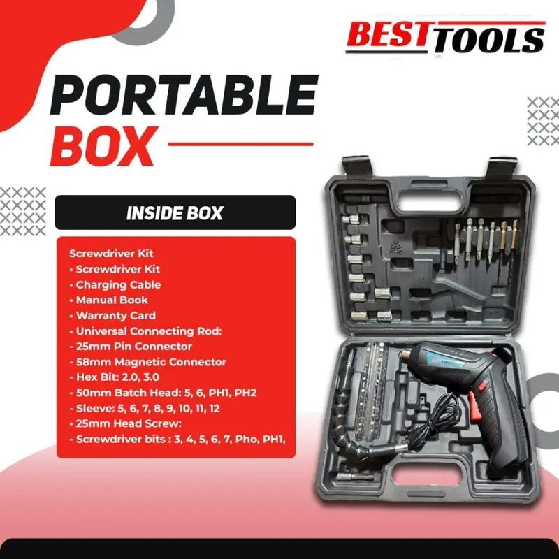 Bor Baterai Cordless Mini Mesin Portable Obeng Screwdriver Electric 1