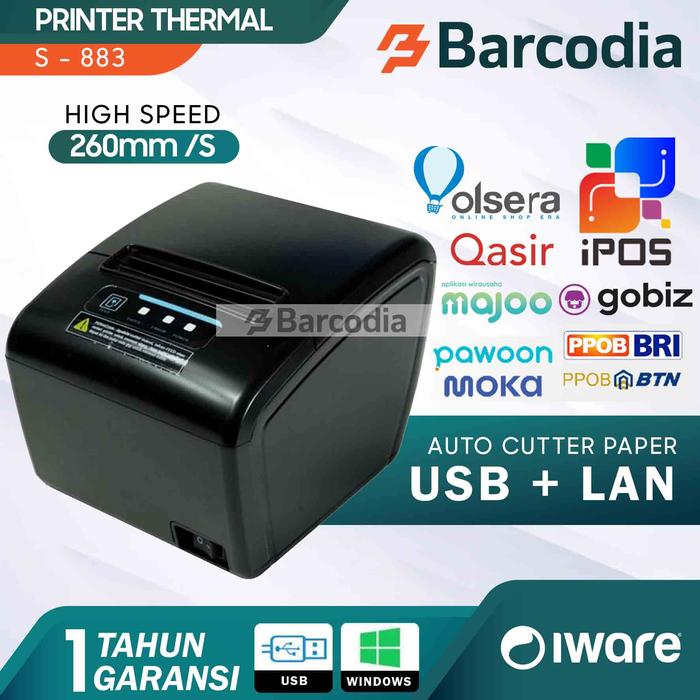 Gambar PRINTER THERMAL KASIR POS 80MM BISON S-883 USB - SERIAL - ETHERNET dari Barcodia Kota Surabaya Tokopedia
