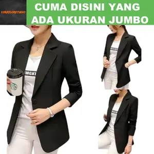 Blazer Cewek Jas Wanita HITAM POLOS 2 Celana Rompi Dasi Jumbo Big Size