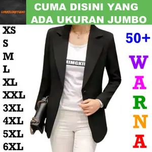 Blazer Cewek Jas Wanita HITAM POLOS 1 Celana Rompi Dasi Jumbo Big Size