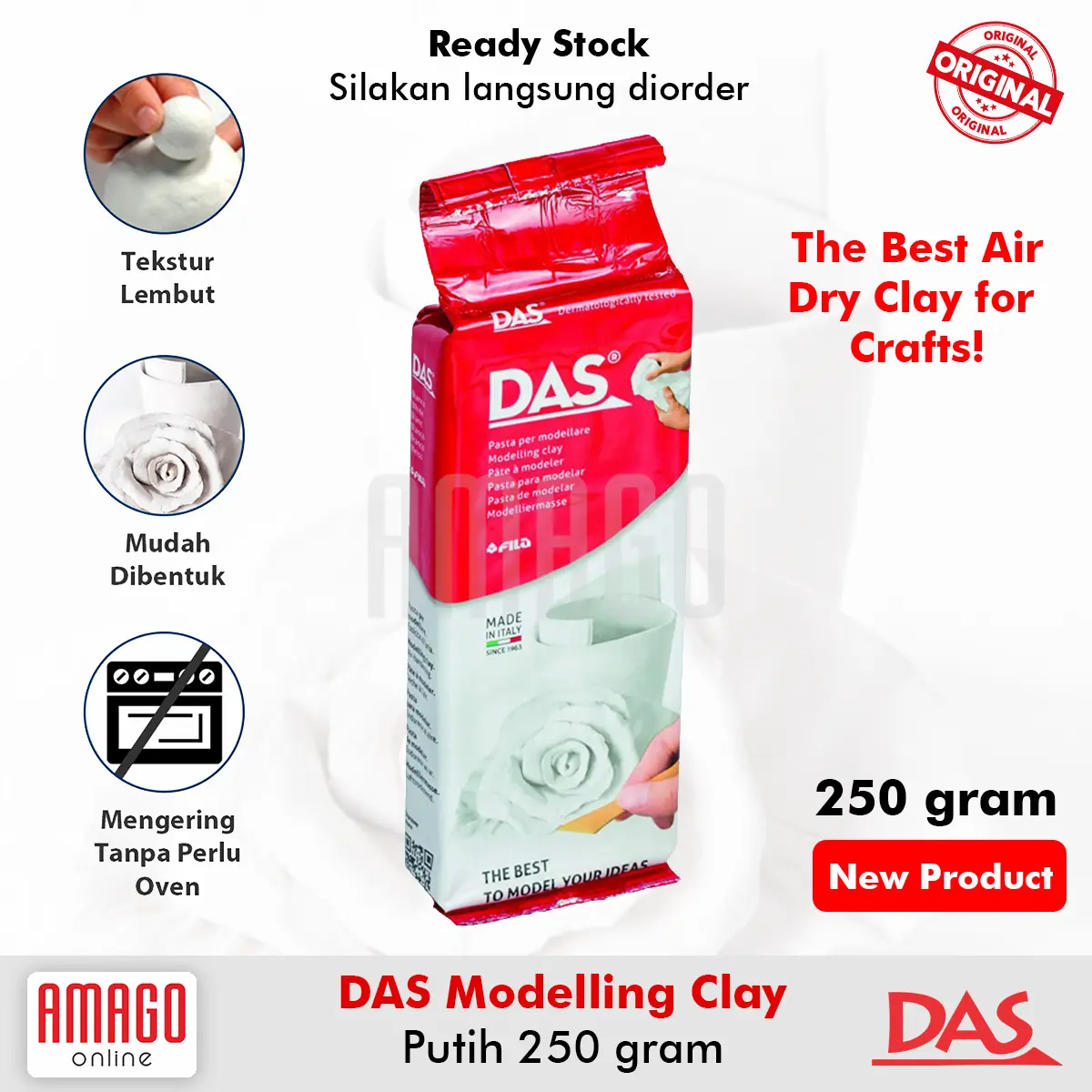 DAS Modelling Clay Prakarya Tanah Liat Kecil WHITE PUTIH 250g - 348800