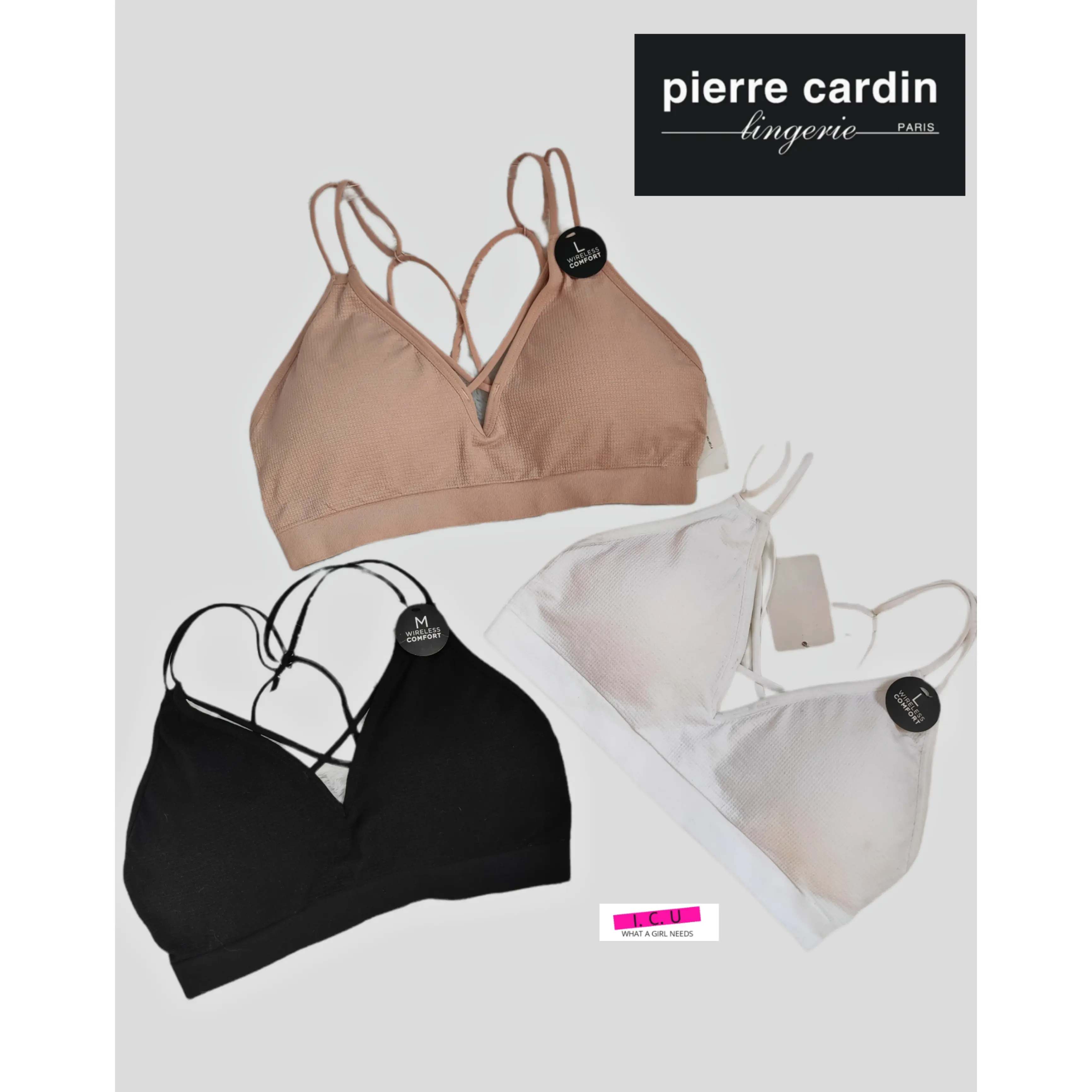 Bra Bralette Tali Silang Tanpa Kawat Pierre Cardin 209-2358S Size M L