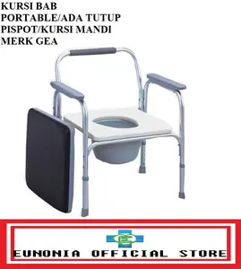 KURSI BAB PORTABLE ADA TUTUP PISPOT KURSI MANDI COMMODE CHAIR MERK GEA