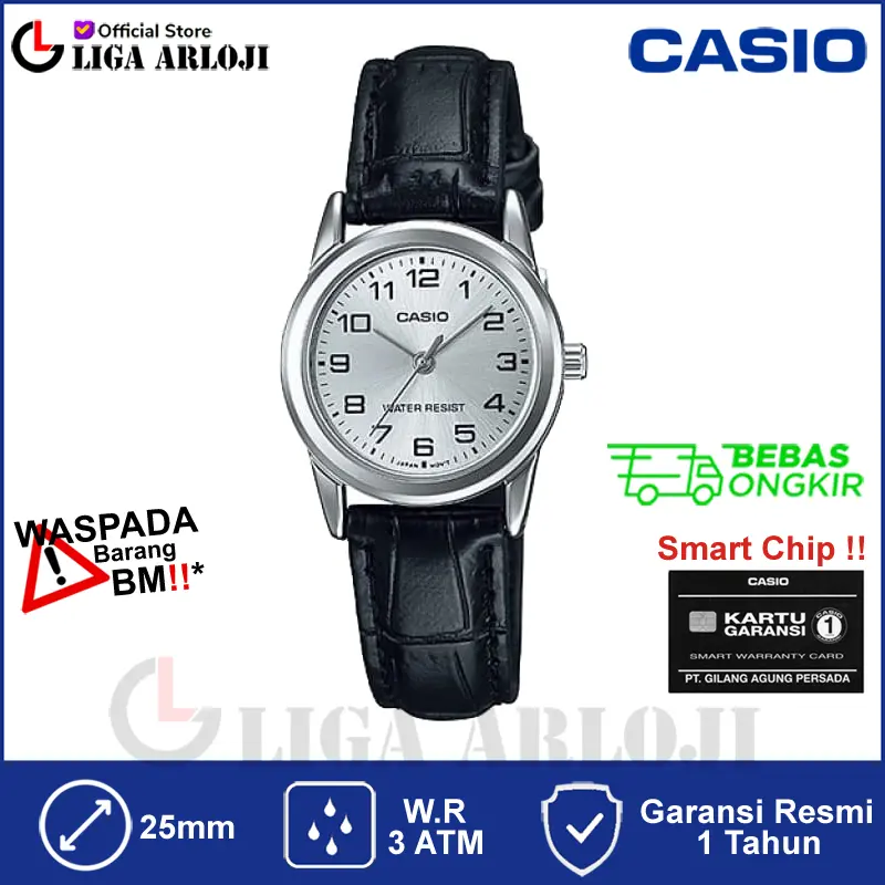 CASIO LTP-V001L-7BUDF Jam Tangan Wanita Analog Kulit LTP-V001L-7B 0