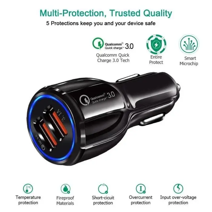 Kepala Socket Colokan Charger HP Motor 2 Port USB Car Charging 12-24V 0