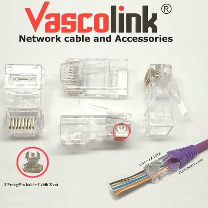 Konektor RJ45 Vascolink UTP Cat5 Gold EZ Anti Gagal Cat 5e Cat 5 0