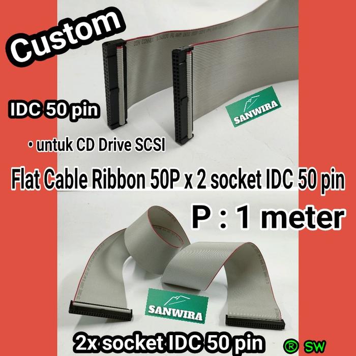 Jual Flat Cable Ribbon 50P x 2 socket IDC 50 pin / Flat kabel idc 50 ...