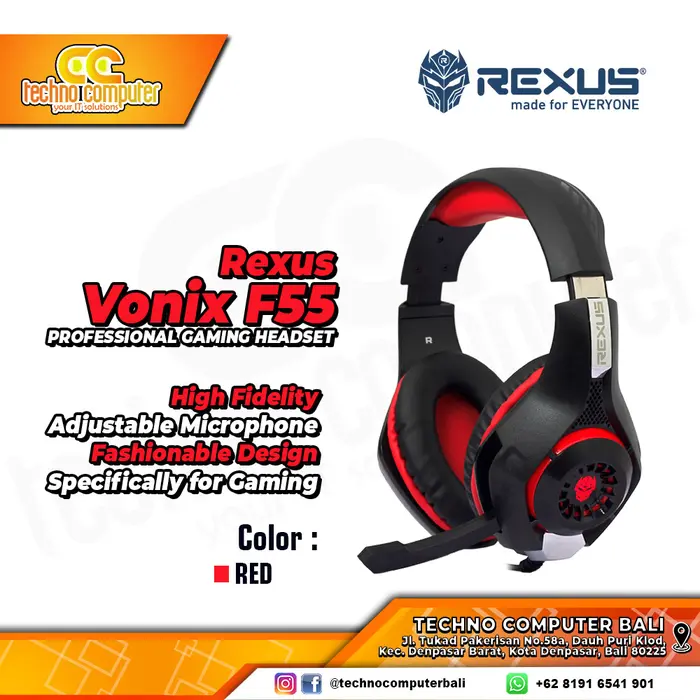 Gambar Rexus Headset Gaming Vonix F55 dari Techno Computer Bali Kota Denpasar 5 Tokopedia