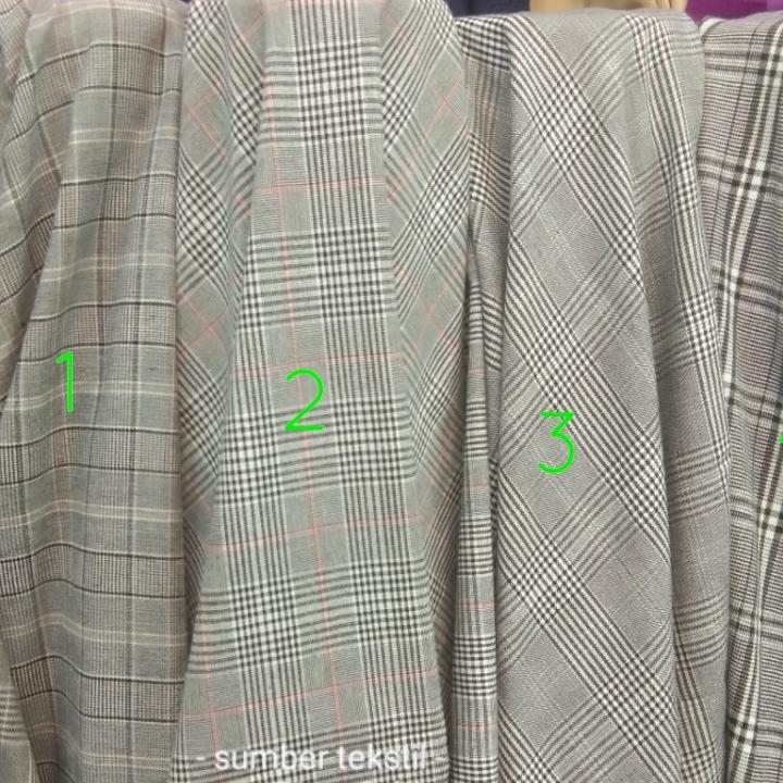 kain katun semi wol kotak bahan celana dan blezer 0