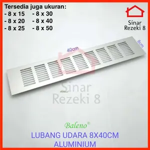 Lubang Udara 8 x 40 cm Saringan Hawa Angin Ventilator ALUMINIUM Lemari