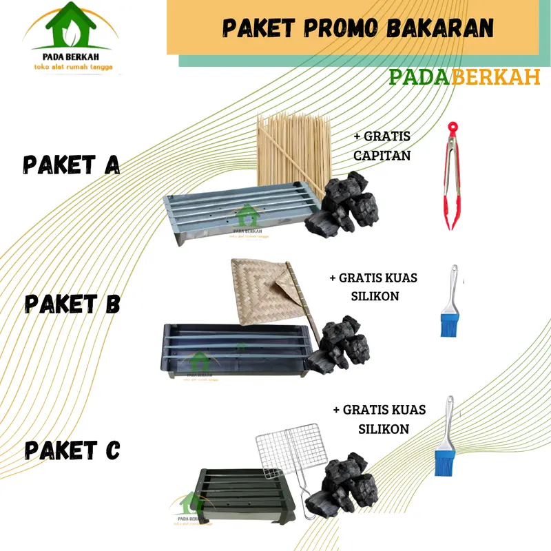 Paket Hemat Promo Bakaran Murah Jepitan Panggangan Arang Tusuk Sate 0