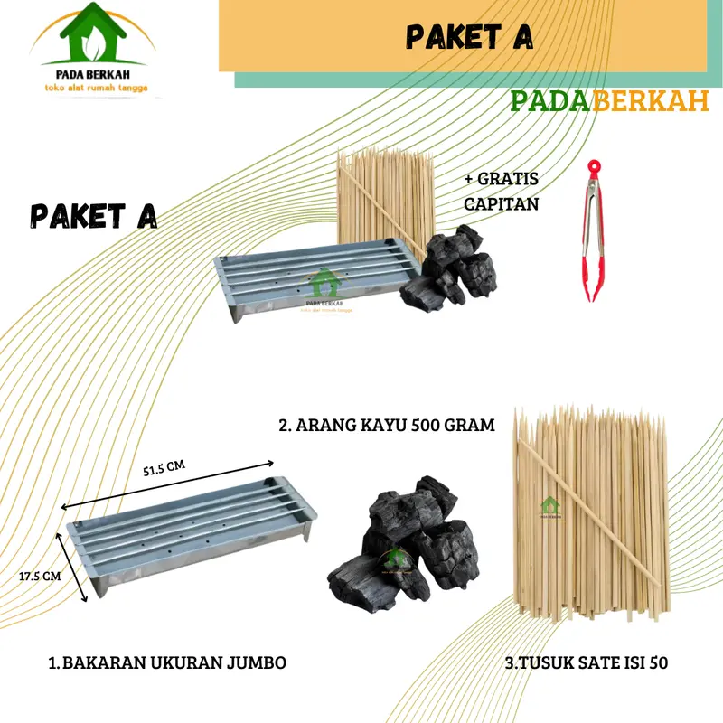 Paket Hemat Promo Bakaran Murah Jepitan Panggangan Arang Tusuk Sate 1