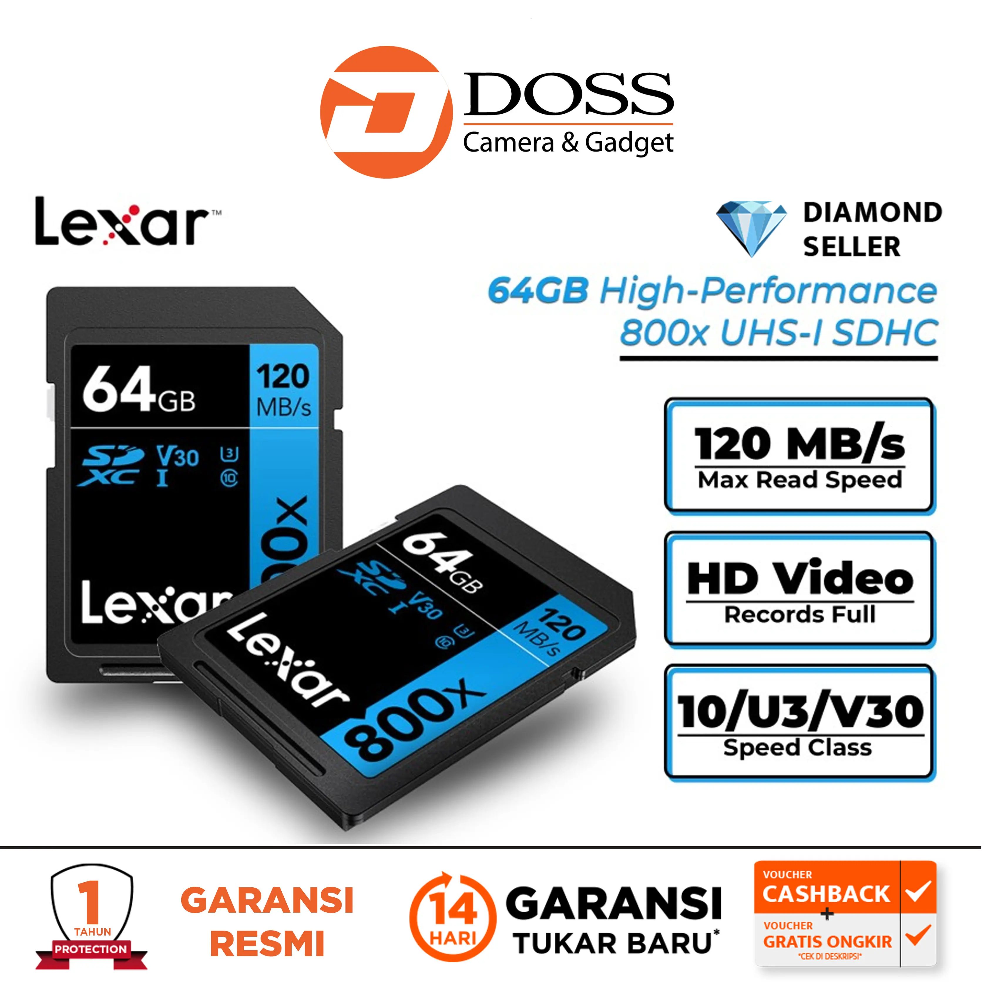 Lexar 64GB Professional 800x SDXC UHS-I Memory Card / SD Card 64GB