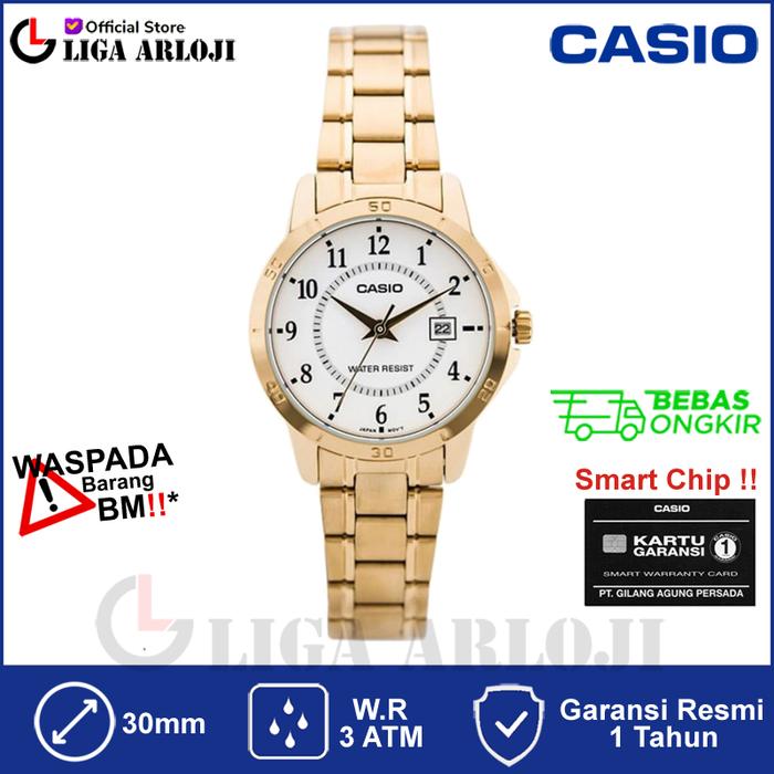 Gambar CASIO LTP-V004G-7BUDF - Jam Tangan Wanita - Gold Putih - LTPV004G dari Liga.Arloji Kota Administrasi Jakarta Pusat Tokopedia